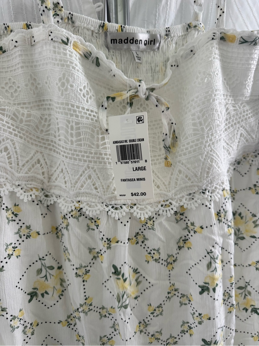Madden Girl White Sundress with Yellow Floral Print
